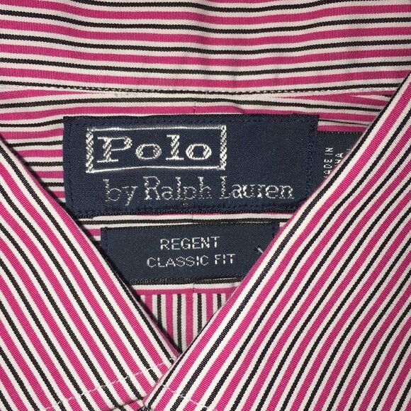Pink Black Stripe Regent Model Dress Shirt L mens - Picture 2 of 4